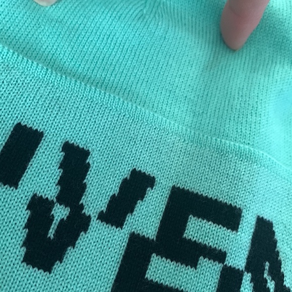 Givenchy Adult Unisex Split Logo Wool Beanie in Turquoise w black font, preloved - Picture 6 of 17